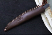 Lionsteel AG01 Fixed Blade - Black Carbon Fiber Handle & Titanium Bolsters / M390 Steel / Drop Point Blade / Brown Leather Sheath AG01CF - Northwest Knives