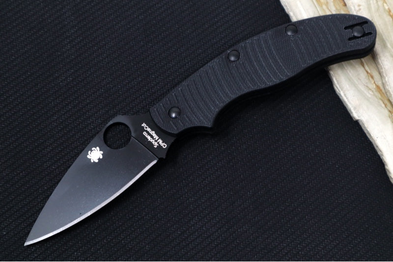 Spyderco UK Penknife Salt - Black G10 Handle / Black Leaf Shaped Blade / Magnacut Steel C94GMCBKP - Northwest Knives