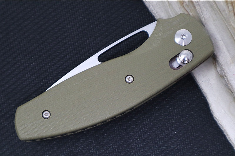 TRM Knives BULLDOG Rev. B - OD Green 3D Lizard G10 Handle  / Magnacut Steel / Tumbled Finish - Northwest Knives