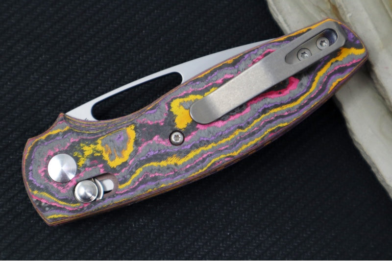 TRM Knives BULLDOG Rev. B - Pop Camo Carbon Fiber Handle  / Magnacut Steel / Tumbled Finish - Northwest Knives