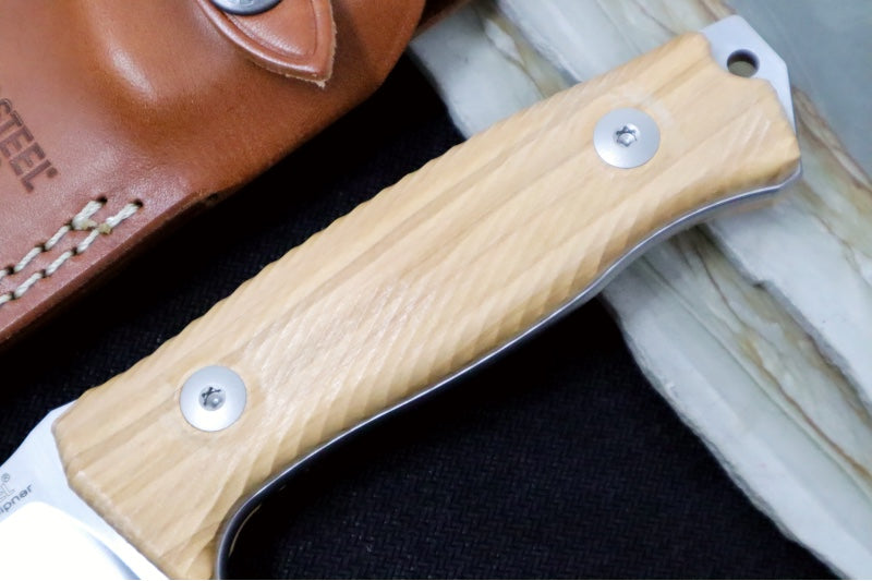 Lionsteel M5 Fixed Blade -  Olive Wood Handle / Sleipner Steel / Brown Leather Sheath M5 UL