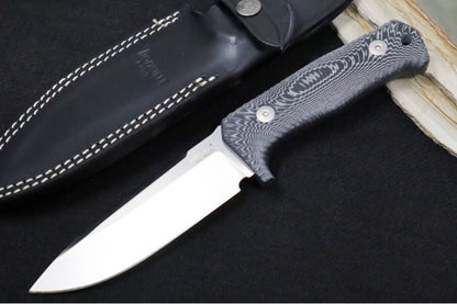 Lionsteel T5 Fixed Blade -  Black Micarta Handle / Niolox Steel / Black Leather Sheath T5 MI