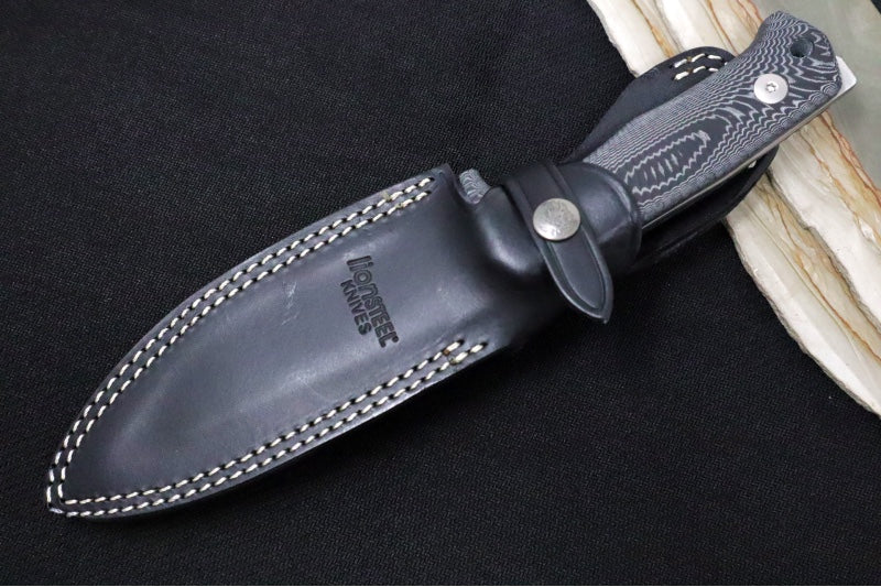 Lionsteel T5 Fixed Blade -  Black Micarta Handle / Niolox Steel / Black Leather Sheath T5 MI