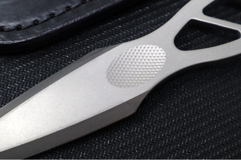 TRM Knives Javelin Fixed Blade - Full Titanium Handle & Blade Steel / Bead Blast Finish / Black Leather Sheath - Northwest Knives