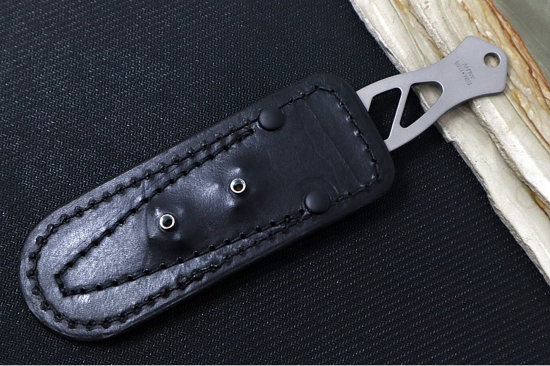 TRM Knives Javelin Fixed Blade - Full Titanium Handle & Blade Steel / Bead Blast Finish / Black Leather Sheath - Northwest Knives