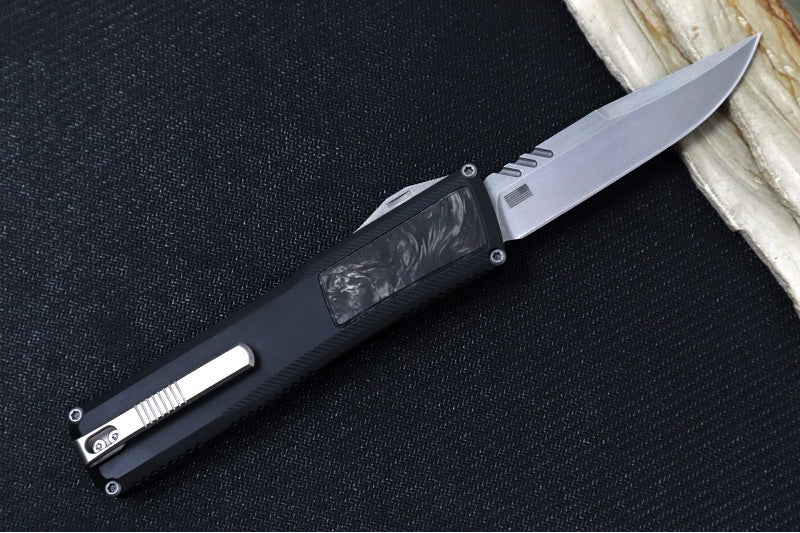 Axial Knives SHIFT V_3 OTF - Black Anodized Aluminum Handle & Black Dark Matter Inlays / Stonewashed Hardware / Stonewashed Clip Point Blade / CPM-Magnacut Steel - Northwest Knives