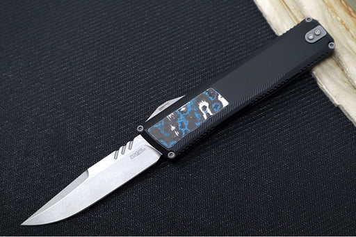 Axial Knives SHIFT V_3 OTF - Black Anodized Aluminum Handle & Frost Fat Carbon Inlays / Stonewashed Hardware / Stonewashed Clip Point Blade / CPM-Magnacut Steel - Northwest Knives