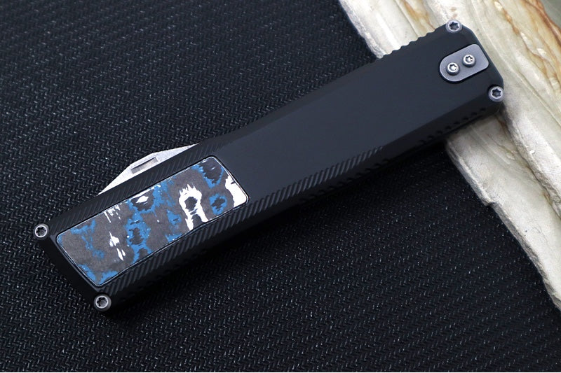 Axial Knives SHIFT V_3 OTF - Black Anodized Aluminum Handle & Frost Fat Carbon Inlays / Stonewashed Hardware / Stonewashed Clip Point Blade / CPM-Magnacut Steel - Northwest Knives