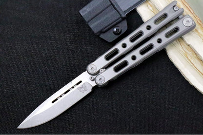 Benchmade Laro 82 Balisong Butterfly Knife - CPM-Magnacut Steel / Drop Point Blade / Billet Titanium Handle / Boltaron Sheath