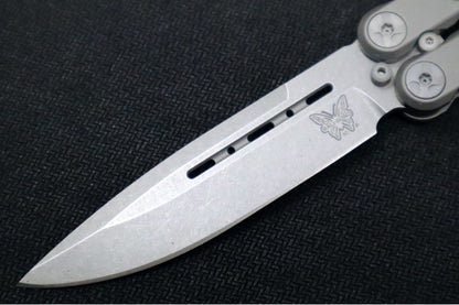 Benchmade Laro 82 Balisong Butterfly Knife - CPM-Magnacut Steel / Drop Point Blade / Billet Titanium Handle / Boltaron Sheath