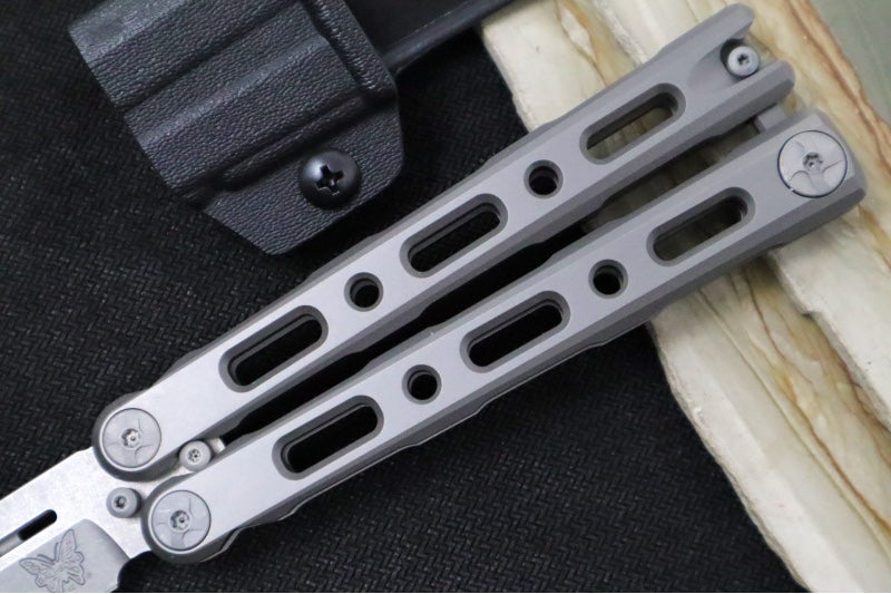 Benchmade Laro 82 Balisong Butterfly Knife - CPM-Magnacut Steel / Drop Point Blade / Billet Titanium Handle / Boltaron Sheath - Northwest Knives