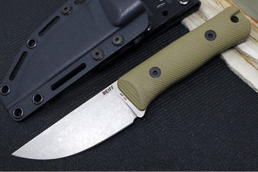 Reiff Knives Rut Hunting Knife - OD Green G10 Handle / CPM-Magnacut Steel / Straight Back Blade / Black Kydex Sheath - Northwest Knives