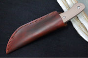 Greylock Forge Knives Fixed Blade - Bronze Anodized Aluminum Handle / Stonewashed Finish / 1095 Steel / Hand-Stiched Brown Leather Sheath - Northwest Knives