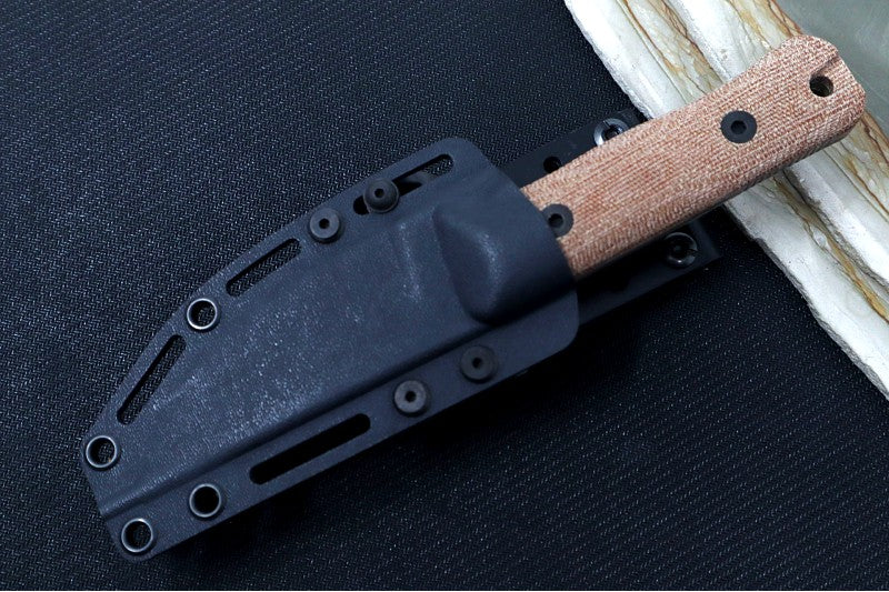 Reiff Knives Rut Hunting Knife - Natural Canvas Micarta Handle / CPM-Magnacut Steel / Straight Back Blade / Black Kydex Sheath - Northwest Knives