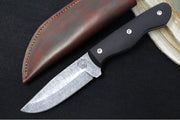 Greylock Forge Knives Fixed Blade - Black Anodized Aluminum Handle / Acid Washed Finish / 1095 Steel / Hand-Stiched Brown Leather Sheath - Northwest Knives