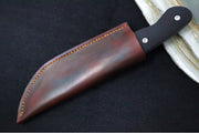 Greylock Forge Knives Fixed Blade - Black Anodized Aluminum Handle / Acid Washed Finish / 1095 Steel / Hand-Stiched Brown Leather Sheath - Northwest Knives