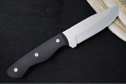 Greylock Forge Knives Fixed Blade - Black Anodized Aluminum Handle / Stonewashed Finish / 1095 Steel / Hand-Stiched Brown Leather Sheath - Northwest Knives