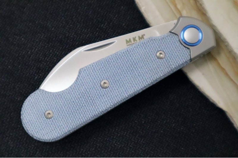 Maniago Knife Makers Jaques - Satin Wharncliffe Blade / CPM-Magnacut Steel / Denim Canvas Micarta Handles with Titanium Bolsters