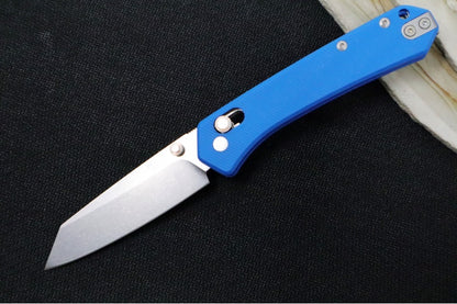 Maniago Knife Makers Yipper - Stonewash Wharncliffe Blade / CPM-Magnacut Steel / Textured Blue G-10 Handles