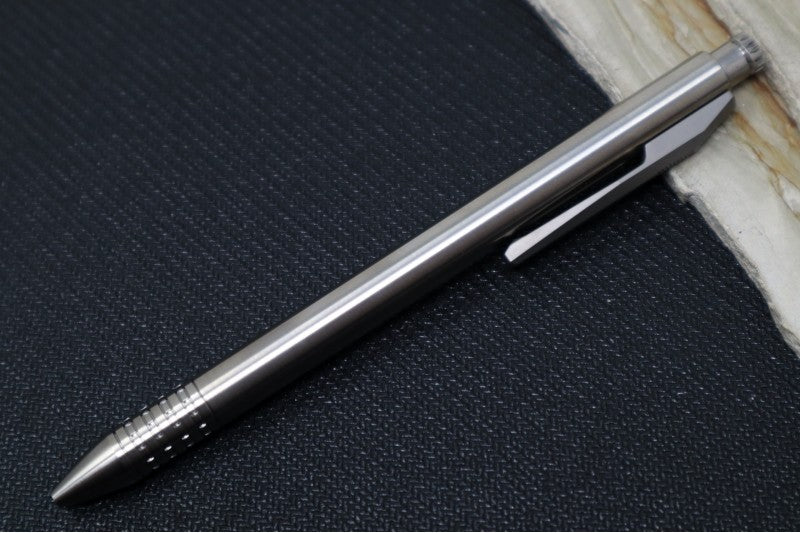 Koenig Knives PQD-G1 Pen - Titanium / Satin Tip & Body / Blasted Clip & BW Cap PQD1111