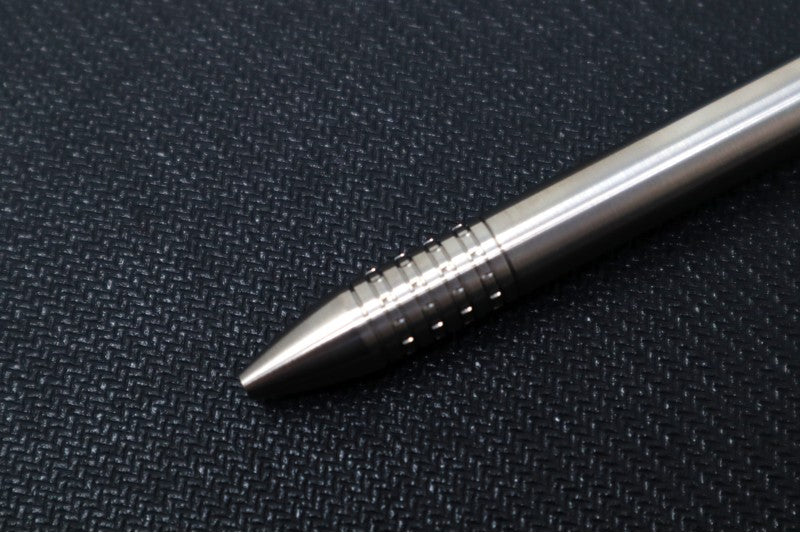 Koenig Knives PQD-G1 Pen - Titanium / Satin Tip & Body / Blasted Clip & BW Cap PQD1111