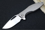 Koenig Mini Arius - Burnished Two-Toned Q Patterned Handle - Hand Rubbed Satin Blade - Silver Spacer & Hardware MA113911111Q - Northwest Knives