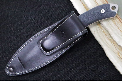 Maniago Knife Makers DCA Pocket Tango 1 Fixed Blade - CPM-Magnacut Steel / Nessmuk Blade / Black G-10 Handle / Leather Sheath