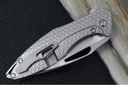 Koenig Mini Arius - Burnished Two-Toned Q Patterned Handle - Hand Rubbed Satin Blade - Silver Spacer & Hardware MA113911111Q - Northwest Knives