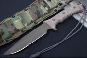 Chris Reeve Knives Pacific Fixed Blade - FDE Cerakoted Blade / Natural Canvas Micarta Handle / CPM-Magnacut Steel PAC-1013 - Northwest Knives