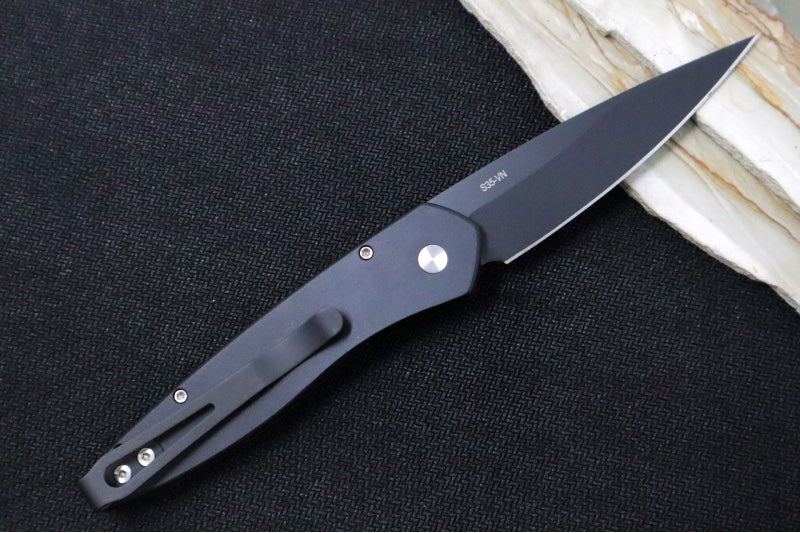 Pro Tech Newport Auto - Black Handle - S35VN Black Blade