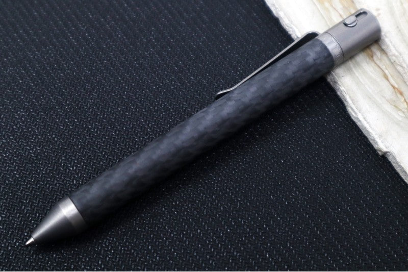 Nottingham Tactical TiButton Single Lock Pen - Right Hand - Parker - Carbon Fiber Smoothie - Matte Finish