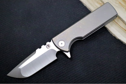 Chaves Knives T.A.K. Flipper - Full Titanium Handle / Stonewash Finish / Drop Point Blade / M390 Steel