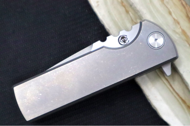 Chaves Knives T.A.K. Flipper - Full Titanium Handle / Stonewash Finish / Drop Point Blade / M390 Steel