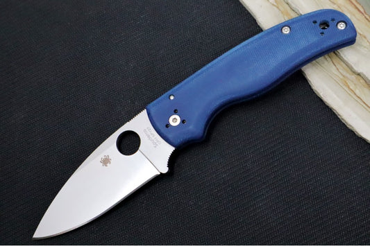 Spyderco Shaman - Cobalt Blue Smooth G-10 Handle Scales / Satin Finish / CPM-SPY27 Steel / Leaf Shaped Blade C229GPCBL