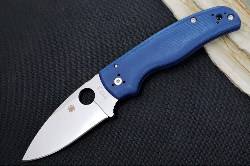 Spyderco Shaman - Cobalt Blue Smooth G-10 Handle Scales / Satin Finish / CPM-SPY27 Steel / Leaf Shaped Blade C229GPCBL - Northwest Knives