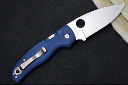 Spyderco Shaman - Cobalt Blue Smooth G-10 Handle Scales / Satin Finish / CPM-SPY27 Steel / Leaf Shaped Blade C229GPCBL