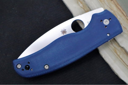 Spyderco Shaman - Cobalt Blue Smooth G-10 Handle Scales / Satin Finish / CPM-SPY27 Steel / Leaf Shaped Blade C229GPCBL