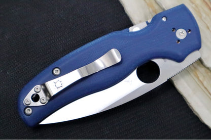 Spyderco Shaman - Cobalt Blue Smooth G-10 Handle Scales / Satin Finish / CPM-SPY27 Steel / Leaf Shaped Blade C229GPCBL