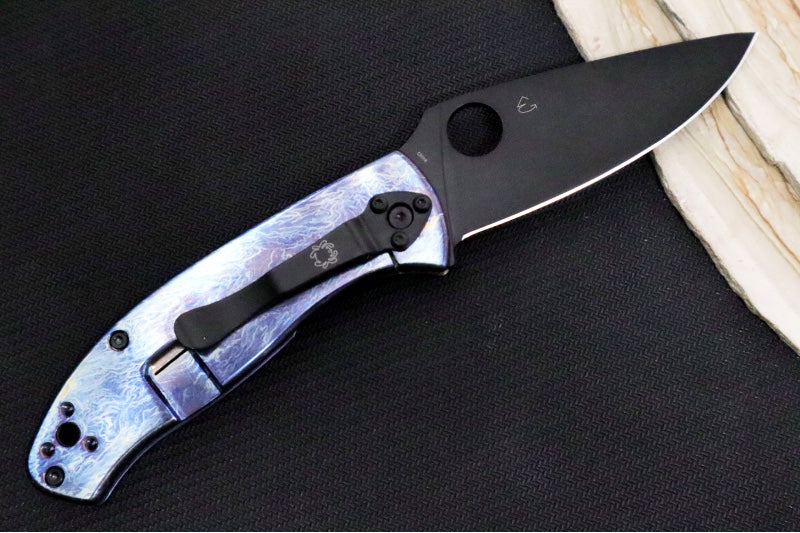 Spyderco Tenacious - Blue Disarray Titanium Handle / Black Blade / D2 Tool Steel - C122TIBLBKD2P