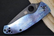 Spyderco Tenacious - Blue Disarray Titanium Handle / Black Blade / D2 Tool Steel - C122TIBLBKD2P - Northwest Knives
