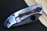 Spyderco Tenacious - Blue Disarray Titanium Handle / Black Blade / D2 Tool Steel - C122TIBLBKD2P - Northwest Knives