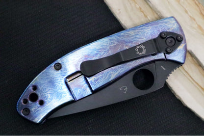 Spyderco Tenacious - Blue Disarray Titanium Handle / Black Blade / D2 Tool Steel - C122TIBLBKD2P