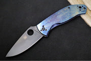 Spyderco Tenacious - Blue Disarray Titanium Handle / Black Blade / D2 Tool Steel - C122TIBLBKD2P - Northwest Knives