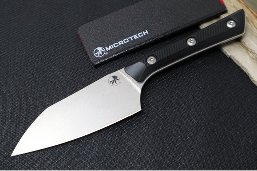 Microtech 4" Santoku Knife - M390MK Steel / Stonewashed Finish / Black G-10 Handle 3300-10BK - Northwest Knives