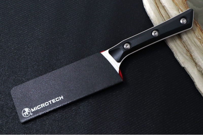 Microtech 4" Santoku Knife - M390MK Steel / Stonewashed Finish / Black G-10 Handle 3300-10BK - Northwest Knives