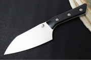 Microtech Santoku Knife - M390MK Steel / Stonewashed Finish / Black G-10 Handle 3200-10BK - Northwest Knives