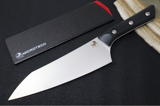 Microtech Chef's Knife - M390MK Steel / Stonewashed Finish / Black G-10 Handle 3000-10BK - Northwest Knives