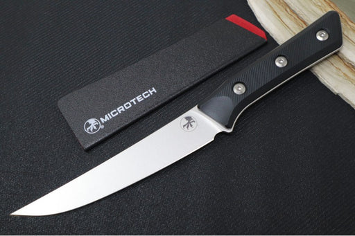 Microtech Boning Knife - M390MK Steel / Stonewashed Finish / Black G-10 Handle 3100-10BK - Northwest Knives