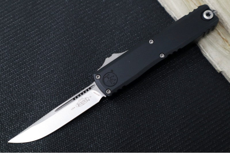 Microtech UTX-70 OTF Gen IV - Single Edge Blade / Stonewash Finish / Black Anodized Aluminum Handle 11484-10 - Northwest Knives