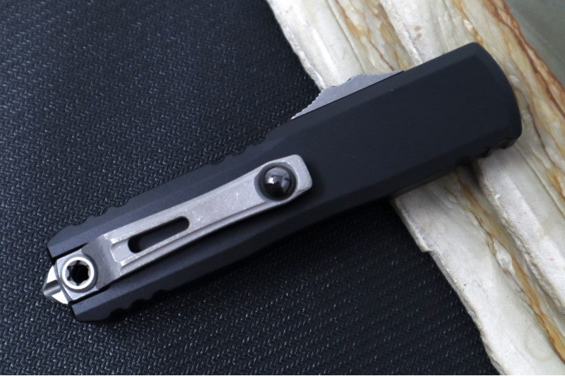 Microtech UTX-85 OTF Gen IV- Dagger Blade / Apocalyptic Finish / Black Anodized Aluminum Handle 12324-10AP - Northwest Knives